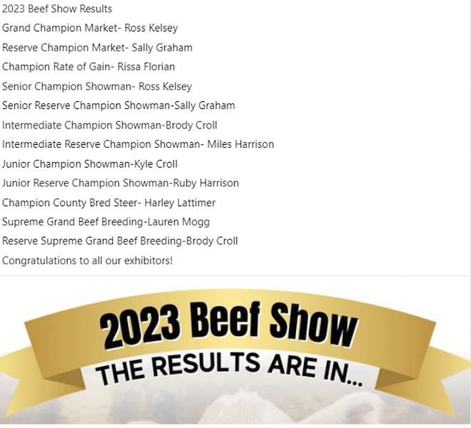 Grand Champion Beef Steer, 2023 Isabella County Youth & Farm Fair